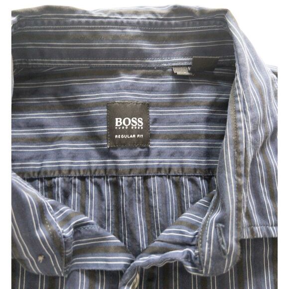 Hugo‎ Boss Men’s XL Button Down Black & Blue Long Sleeve Shirt - Picture 3 of 10